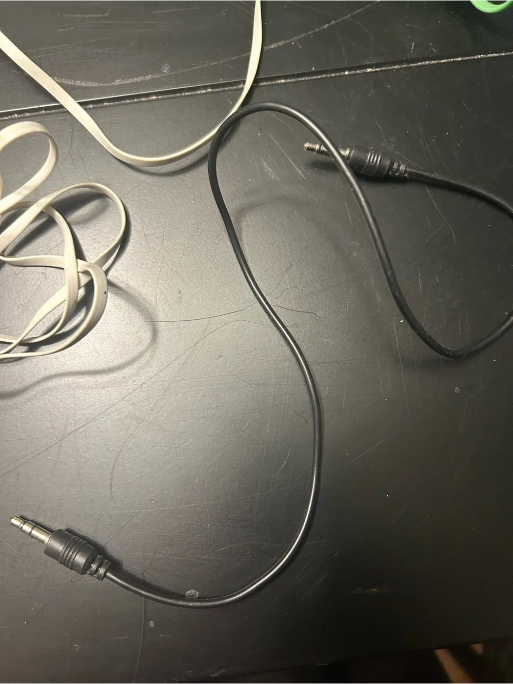 Assorted Green and White Cell Phone Accessory Cables and Adapters and more